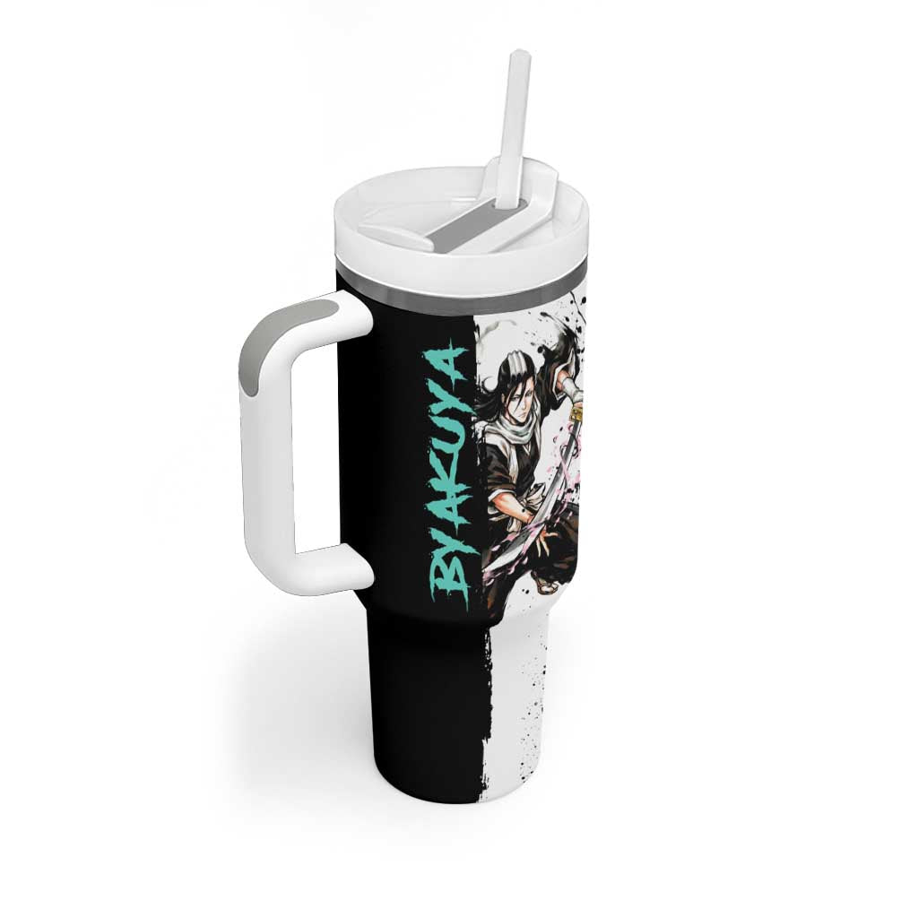 Personalized Byakuya Kuchiki Tumbler With Handle Ink Splash Anime Brush Style
