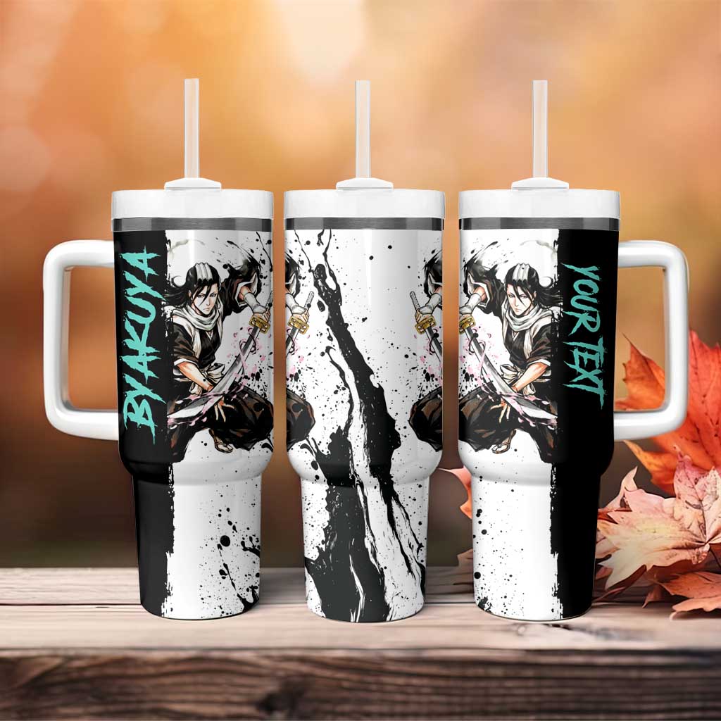 Personalized Byakuya Kuchiki Tumbler With Handle Ink Splash Anime Brush Style