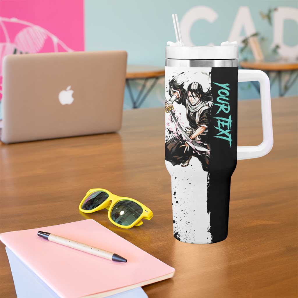 Personalized Byakuya Kuchiki Tumbler With Handle Ink Splash Anime Brush Style