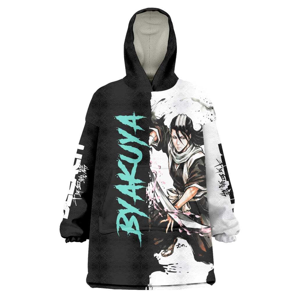 Personalized Byakuya Kuchiki Wearable Blanket Hoodie Ink Splash Anime Brush Style