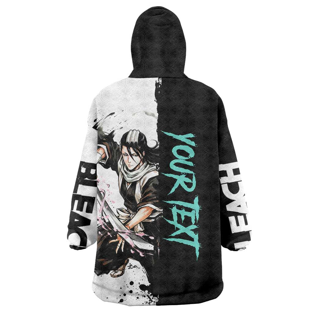 Personalized Byakuya Kuchiki Wearable Blanket Hoodie Ink Splash Anime Brush Style