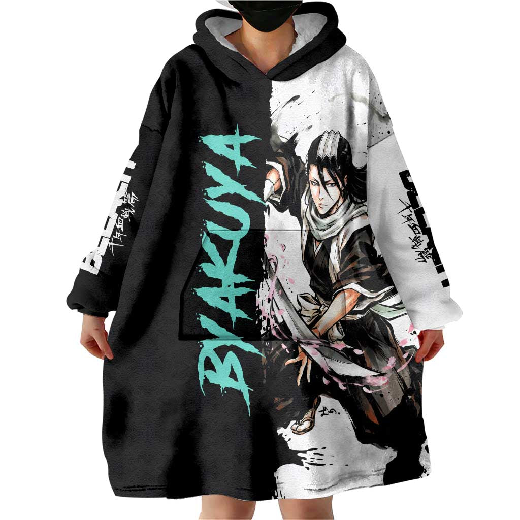 Personalized Byakuya Kuchiki Wearable Blanket Hoodie Ink Splash Anime Brush Style