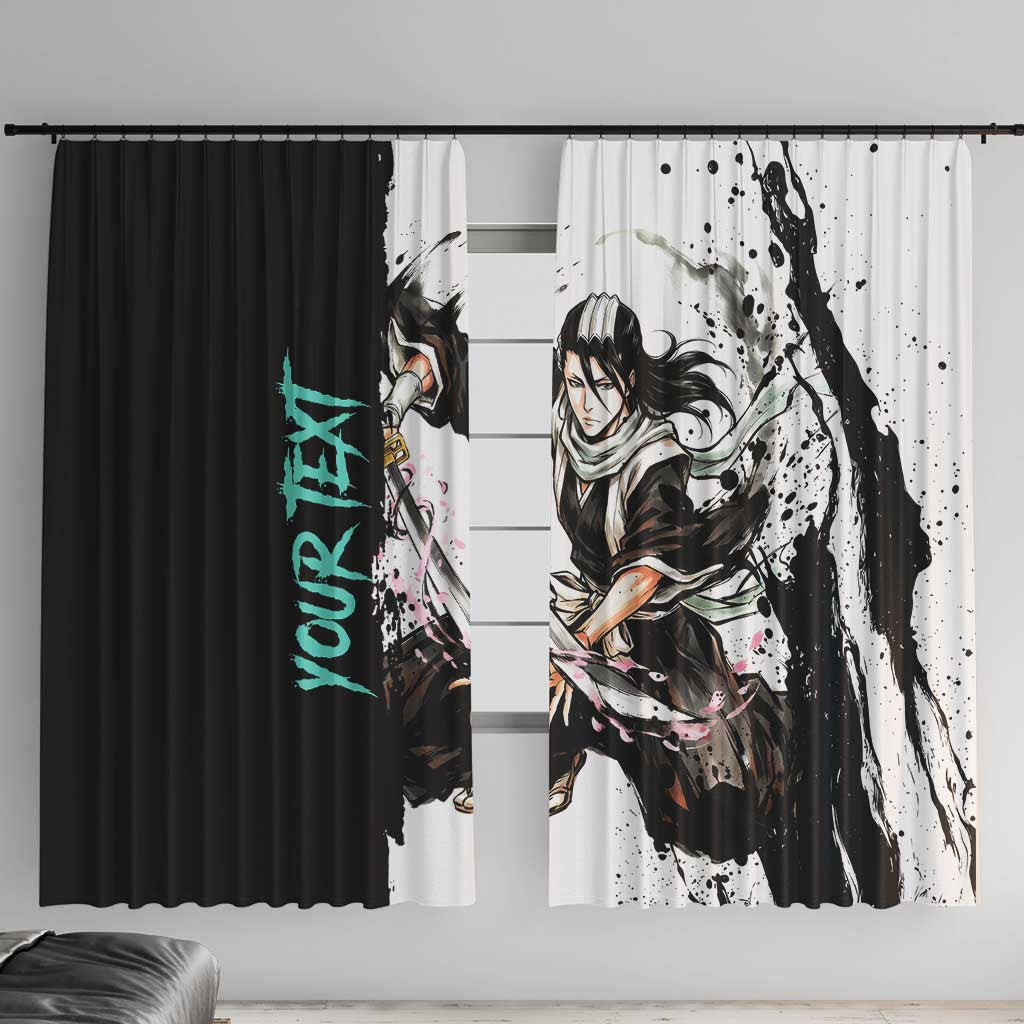 Personalized Byakuya Kuchiki Window Curtain Ink Splash Anime Brush Style