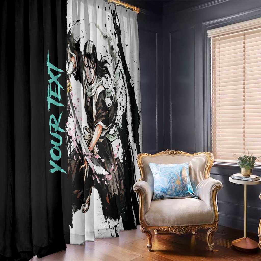 Personalized Byakuya Kuchiki Window Curtain Ink Splash Anime Brush Style