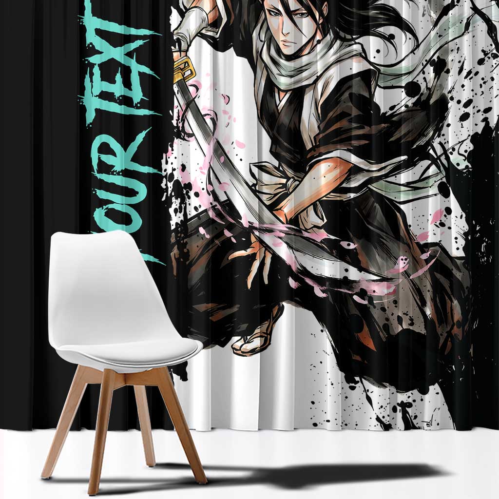 Personalized Byakuya Kuchiki Window Curtain Ink Splash Anime Brush Style
