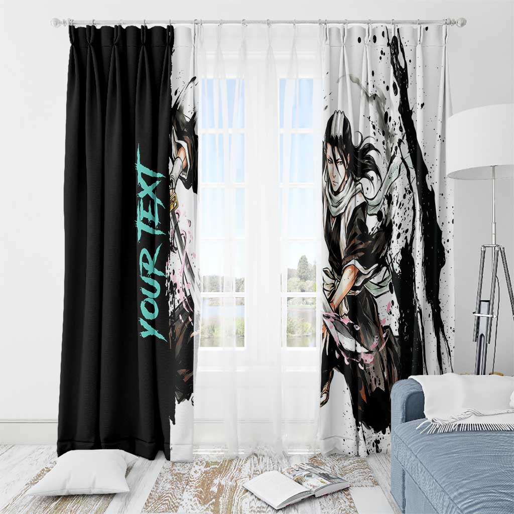 Personalized Byakuya Kuchiki Window Curtain Ink Splash Anime Brush Style