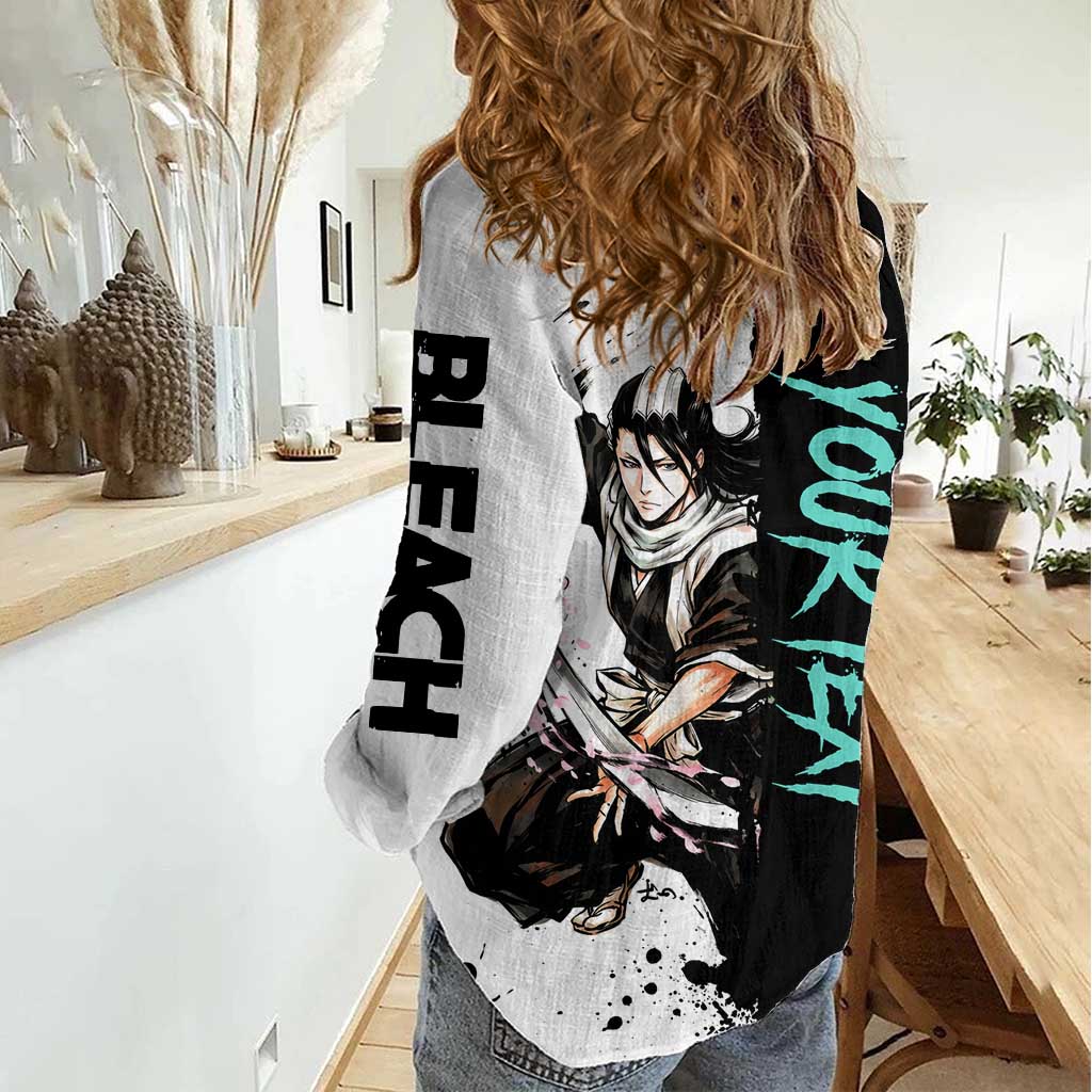 Personalized Byakuya Kuchiki Women Casual Shirt Ink Splash Anime Brush Style