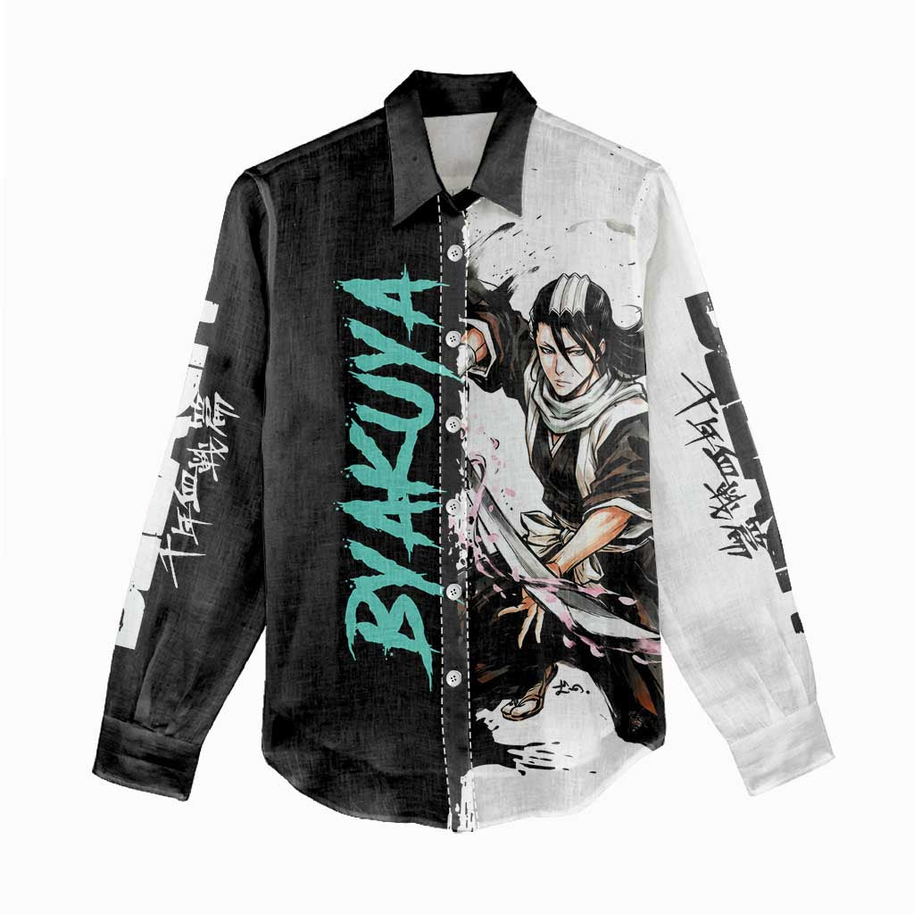 Personalized Byakuya Kuchiki Women Casual Shirt Ink Splash Anime Brush Style