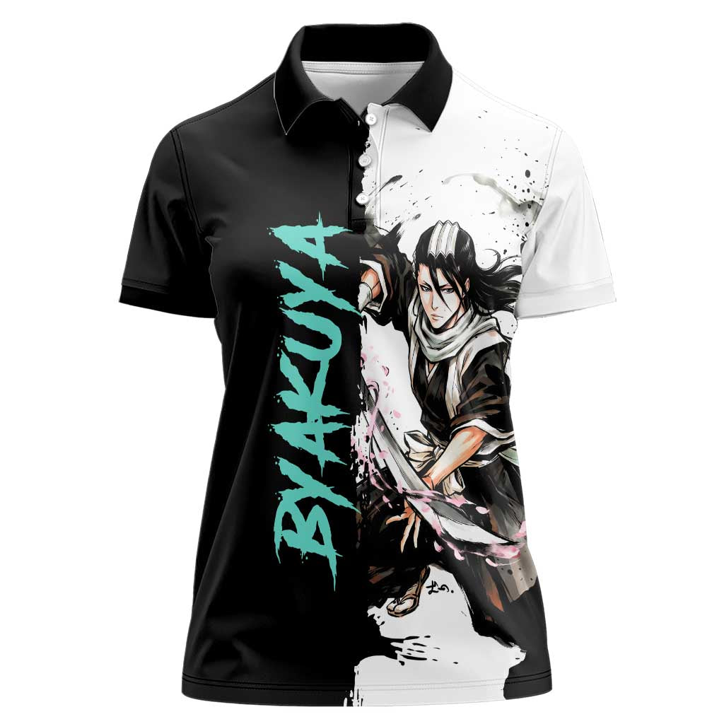 Personalized Byakuya Kuchiki Women Polo Shirt Ink Splash Anime Brush Style