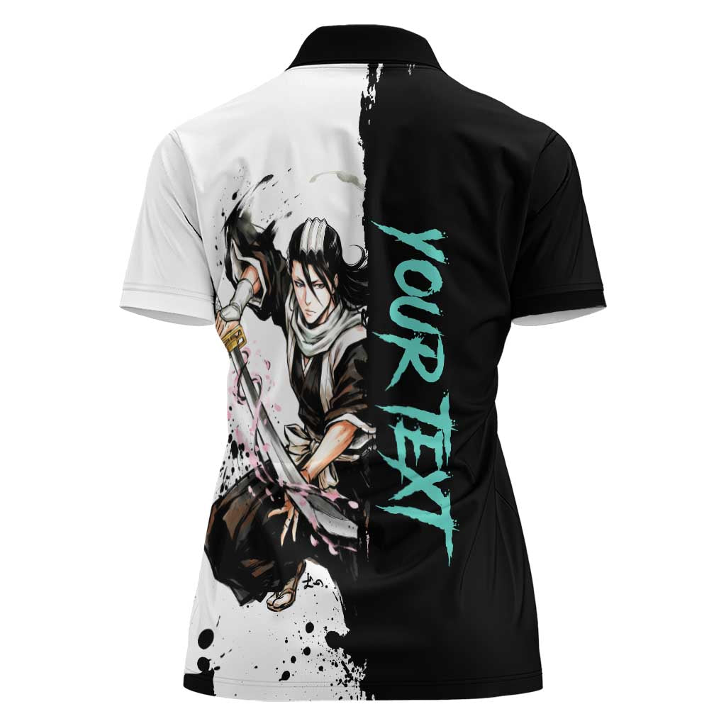 Personalized Byakuya Kuchiki Women Polo Shirt Ink Splash Anime Brush Style