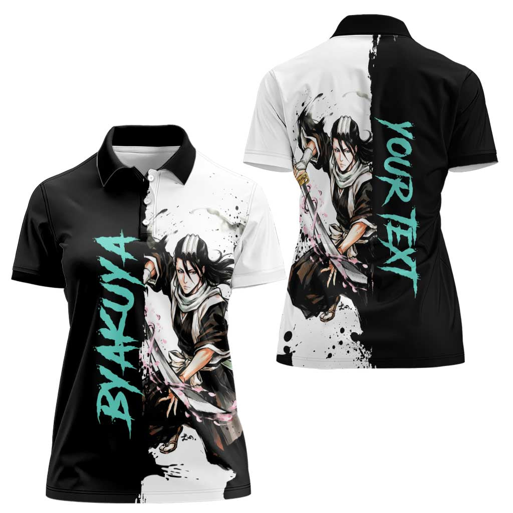 Personalized Byakuya Kuchiki Women Polo Shirt Ink Splash Anime Brush Style