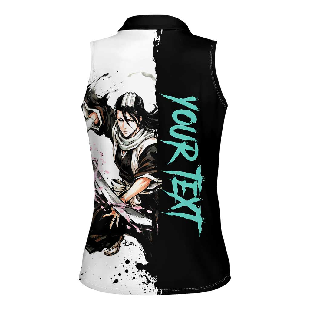 Personalized Byakuya Kuchiki Women Sleeveless Polo Shirt Ink Splash Anime Brush Style