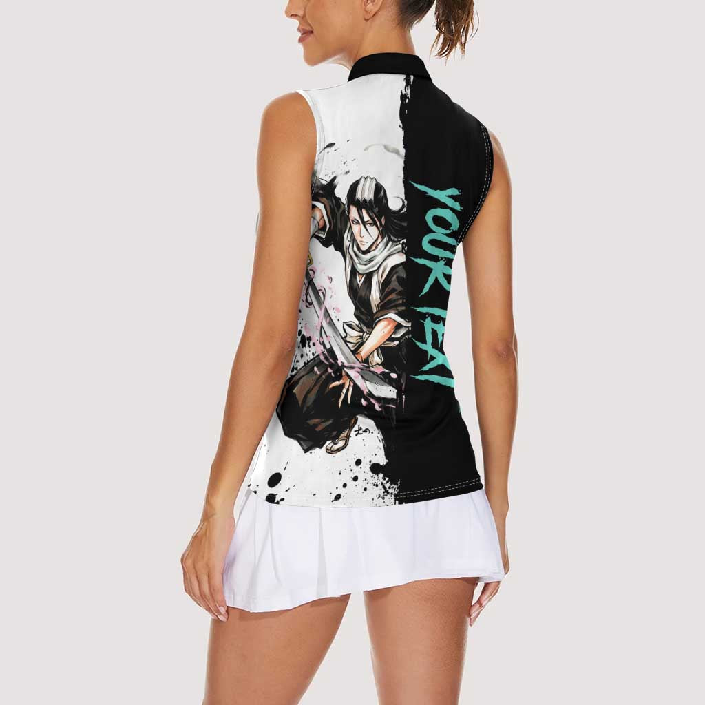Personalized Byakuya Kuchiki Women Sleeveless Polo Shirt Ink Splash Anime Brush Style