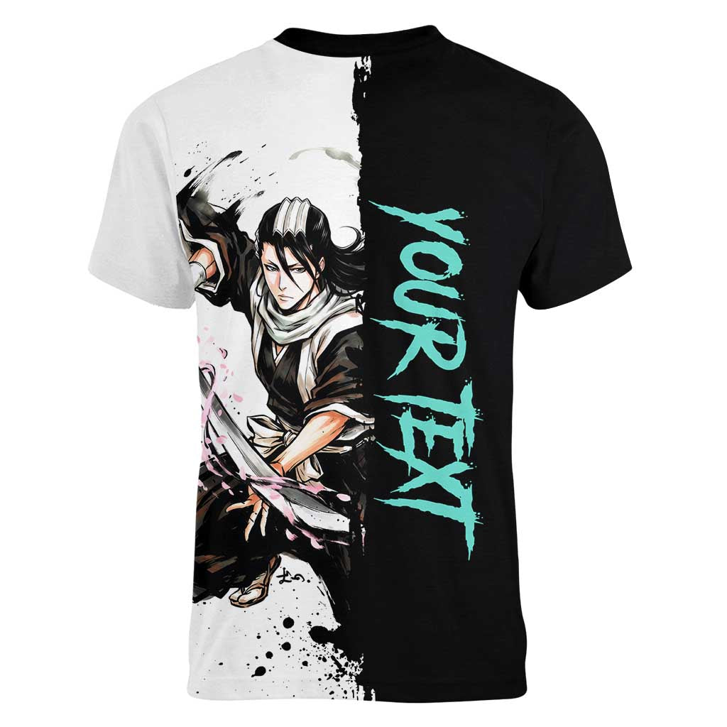 Personalized Byakuya Kuchiki Women V-Neck T-Shirt Ink Splash Anime Brush Style