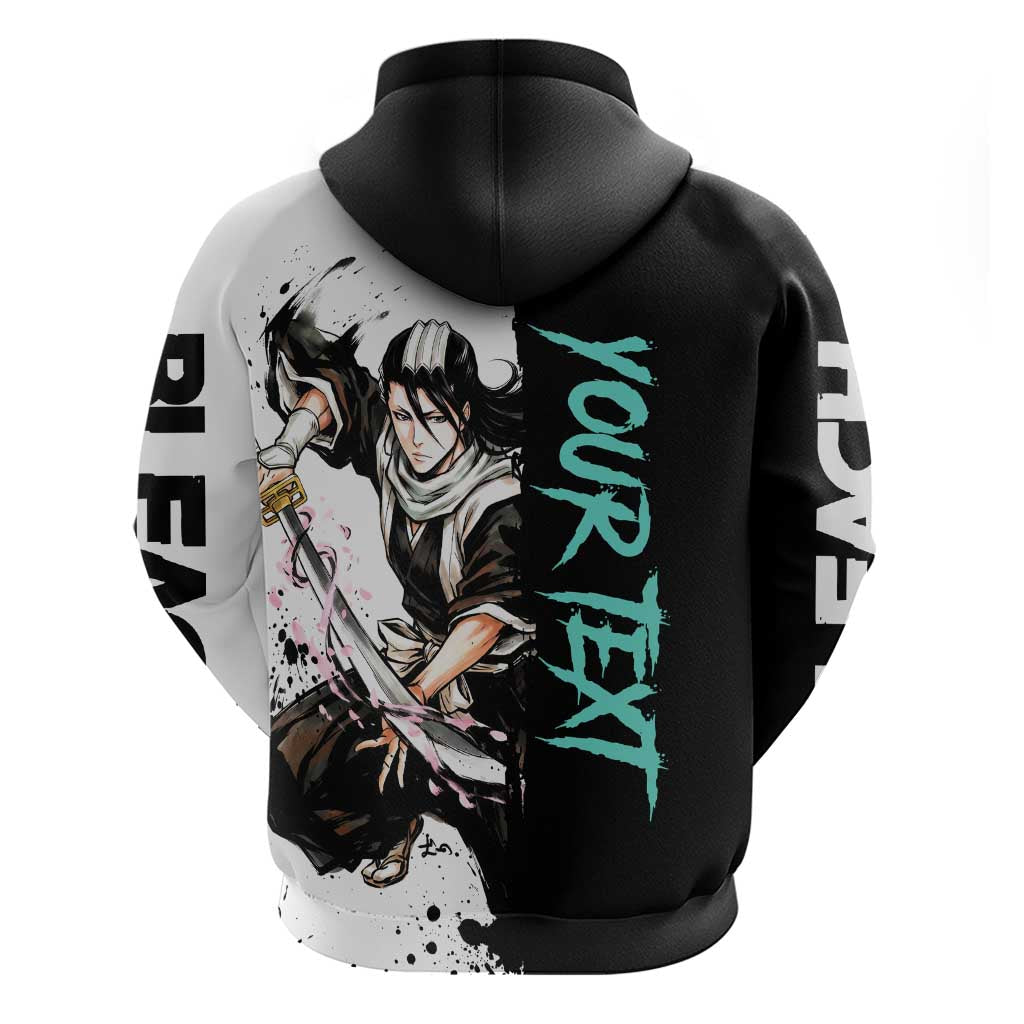Personalized Byakuya Kuchiki Zip Hoodie Ink Splash Anime Brush Style