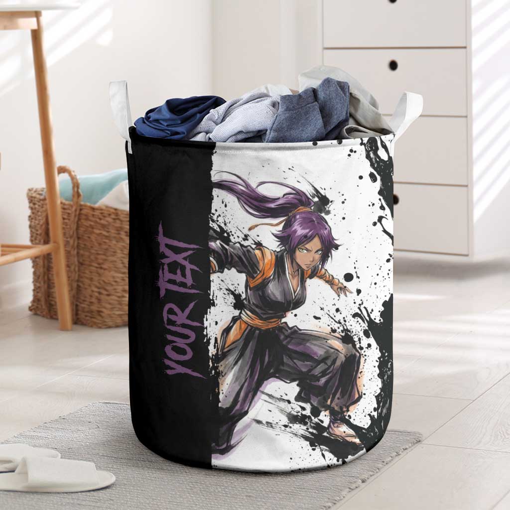 Personalized Yoruichi Shihouin Laundry Basket Ink Splash Anime Brush Style