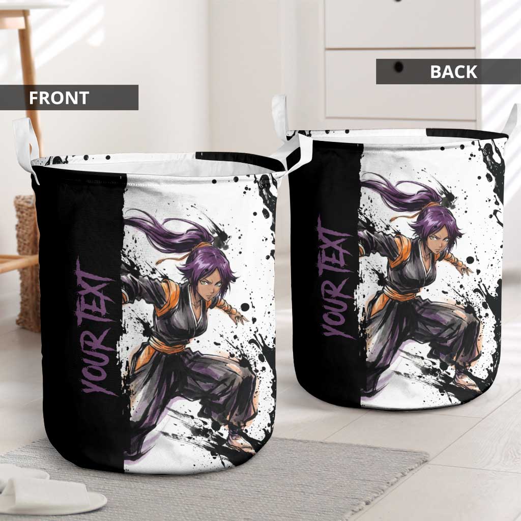 Personalized Yoruichi Shihouin Laundry Basket Ink Splash Anime Brush Style