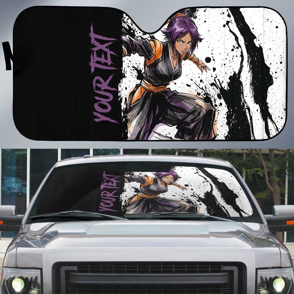 Personalized Yoruichi Shihouin Auto Sun Shade Ink Splash Anime Brush Style