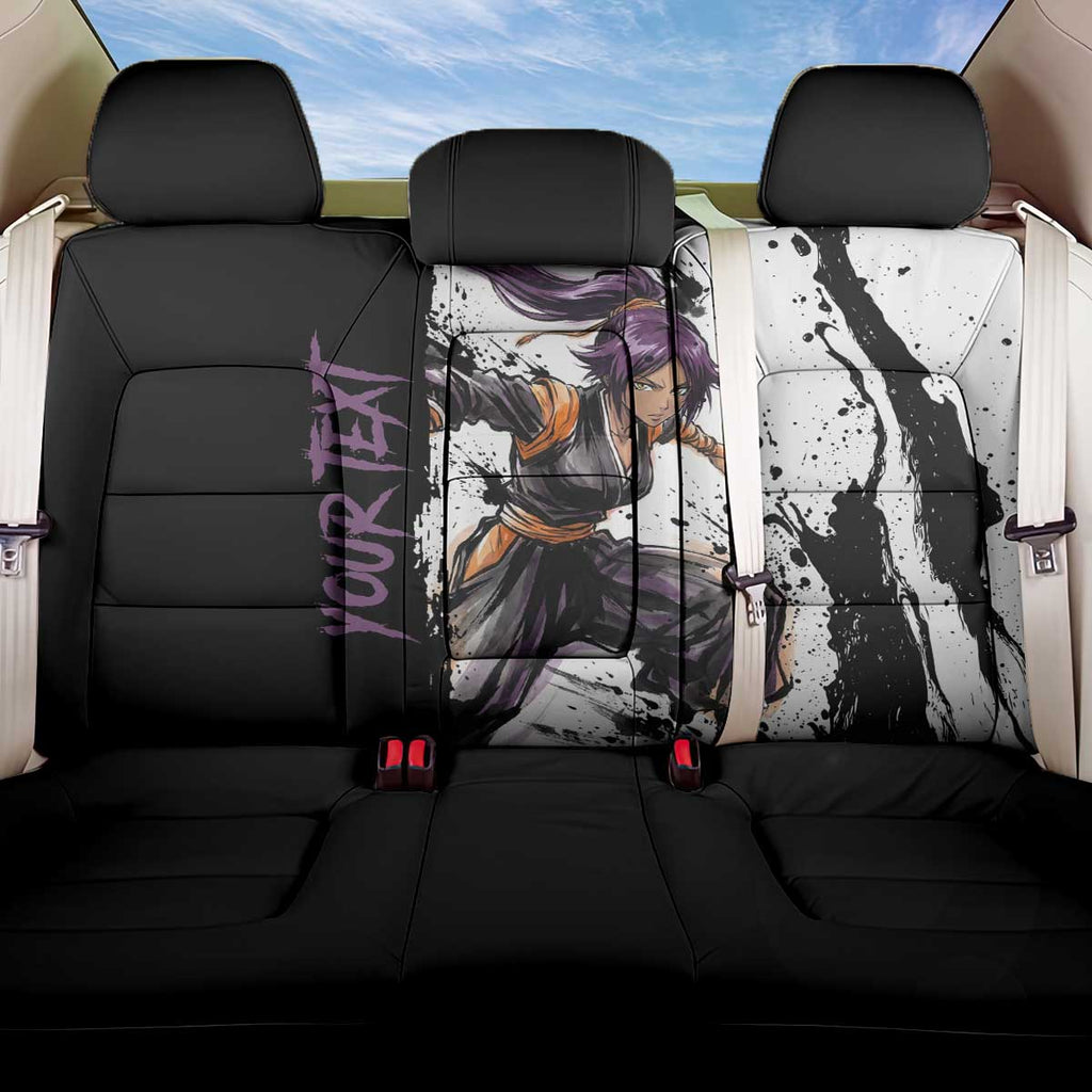 Personalized Yoruichi Shihouin Back Car Seat Cover Ink Splash Anime Brush Style