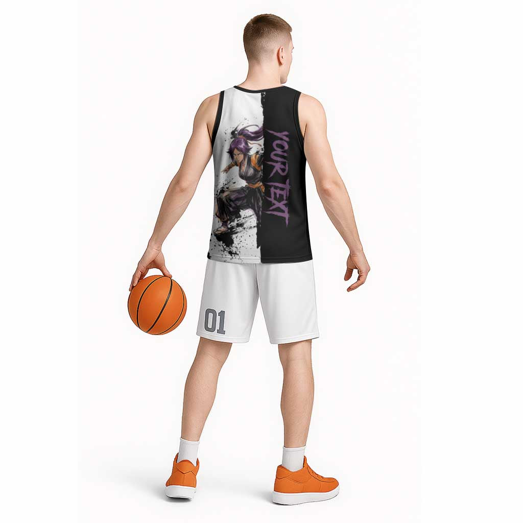 Personalized Yoruichi Shihouin Basketball Jersey Ink Splash Anime Brush Style