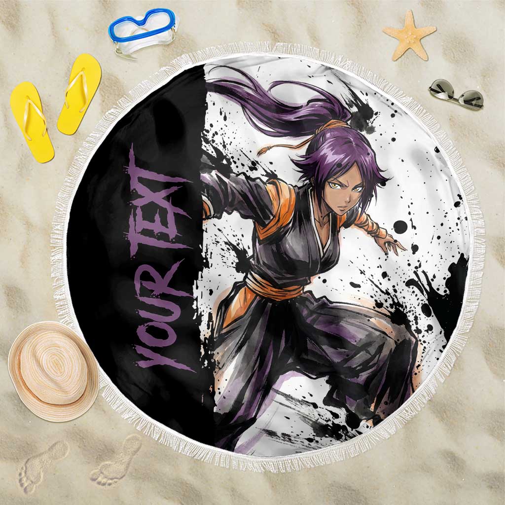 Personalized Yoruichi Shihouin Beach Blanket Ink Splash Anime Brush Style
