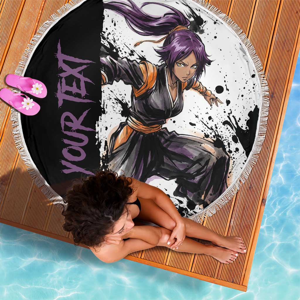Personalized Yoruichi Shihouin Beach Blanket Ink Splash Anime Brush Style