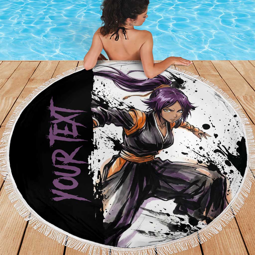 Personalized Yoruichi Shihouin Beach Blanket Ink Splash Anime Brush Style