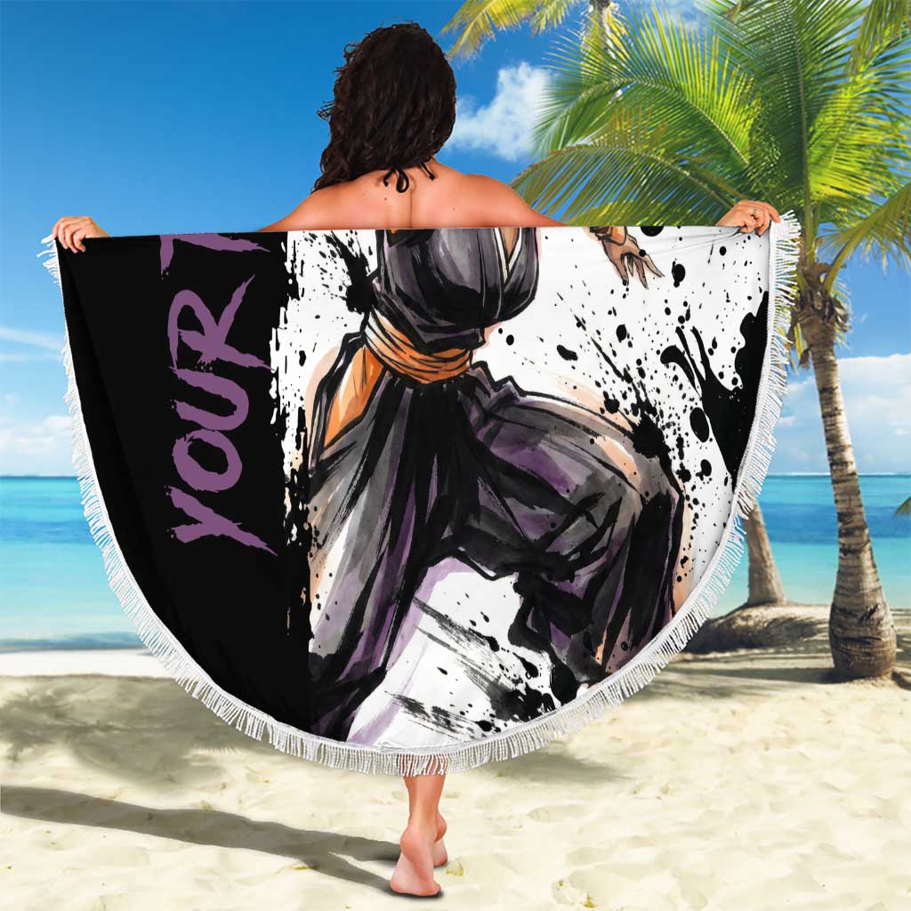 Personalized Yoruichi Shihouin Beach Blanket Ink Splash Anime Brush Style