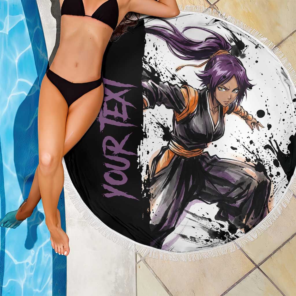 Personalized Yoruichi Shihouin Beach Blanket Ink Splash Anime Brush Style