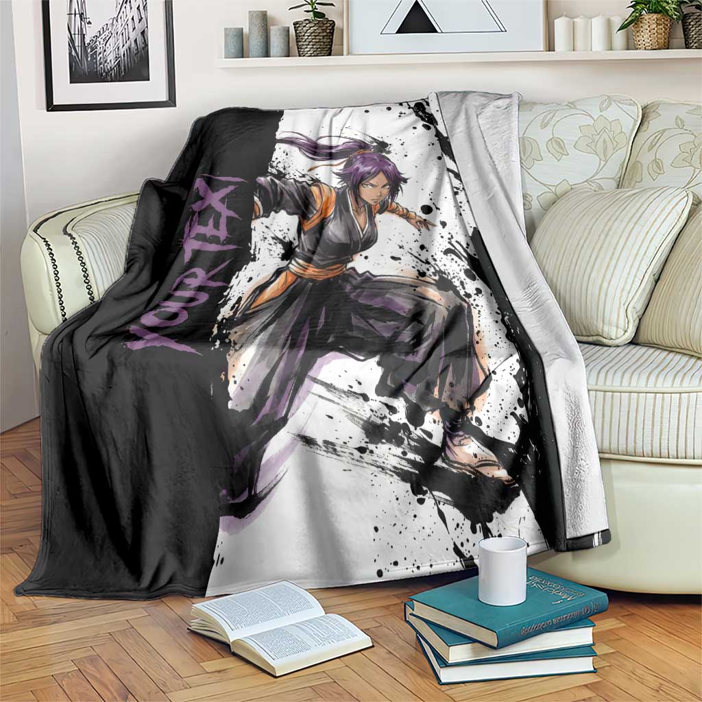 Personalized Yoruichi Shihouin Blanket Ink Splash Anime Brush Style