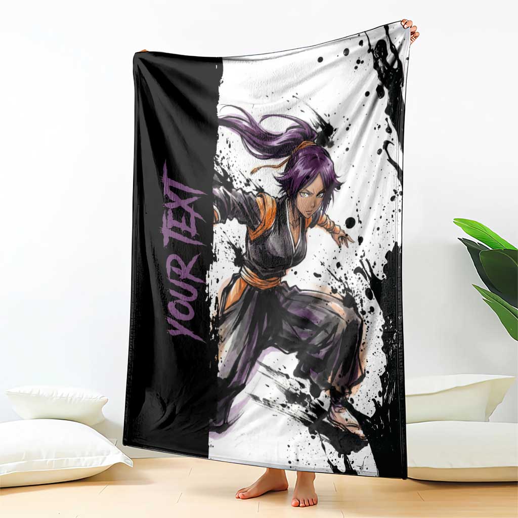 Personalized Yoruichi Shihouin Blanket Ink Splash Anime Brush Style