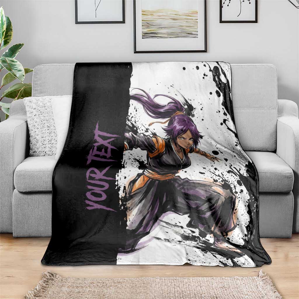 Personalized Yoruichi Shihouin Blanket Ink Splash Anime Brush Style