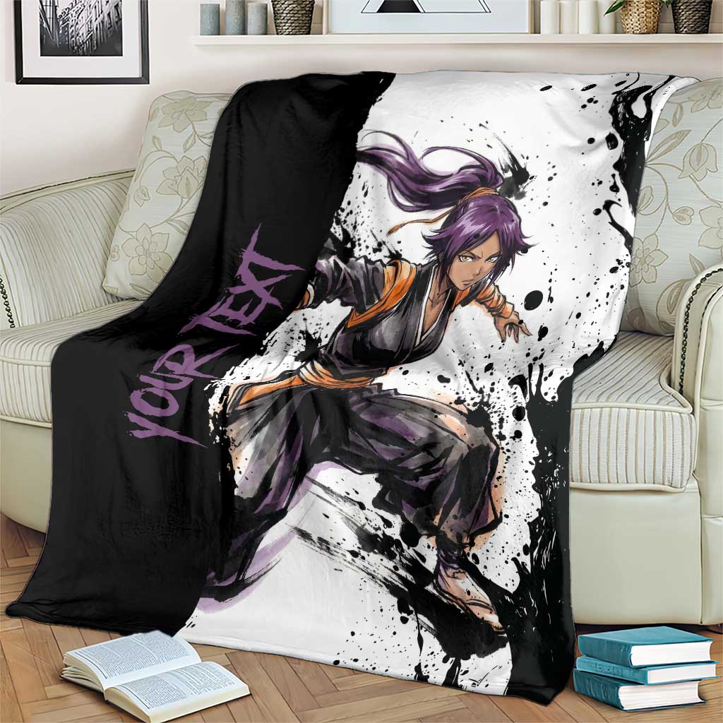 Personalized Yoruichi Shihouin Blanket Ink Splash Anime Brush Style