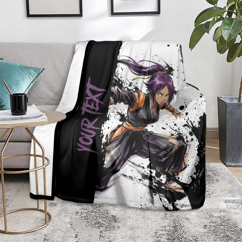Personalized Yoruichi Shihouin Blanket Ink Splash Anime Brush Style