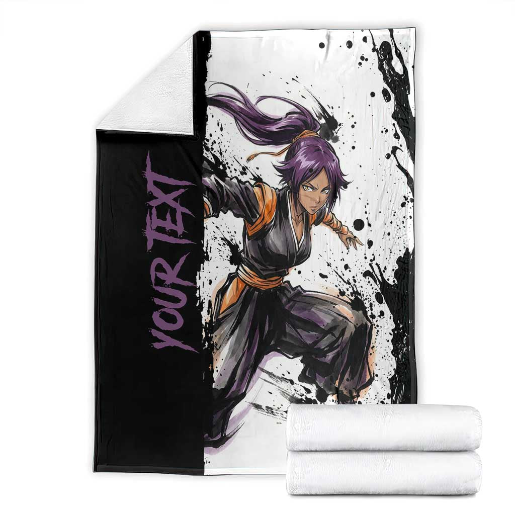 Personalized Yoruichi Shihouin Blanket Ink Splash Anime Brush Style