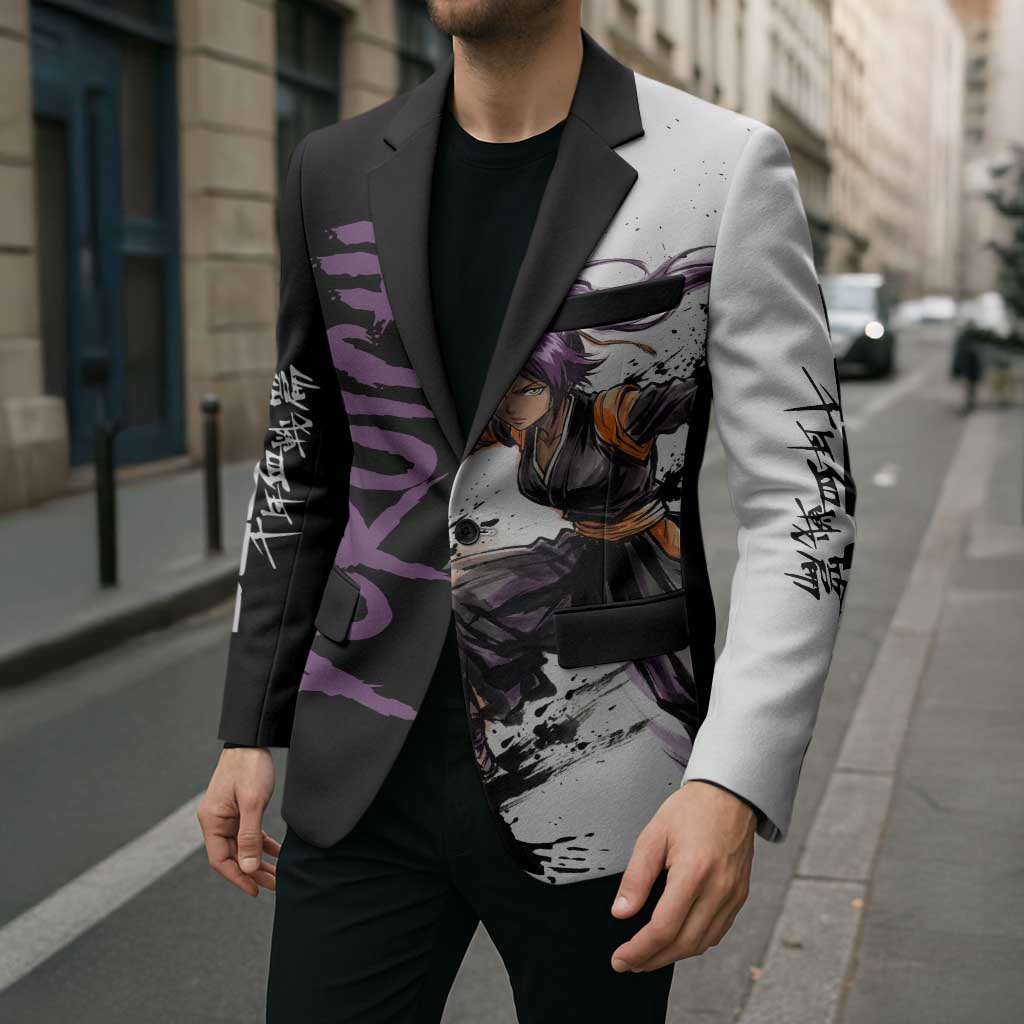 Personalized Yoruichi Shihouin Blazer Ink Splash Anime Brush Style