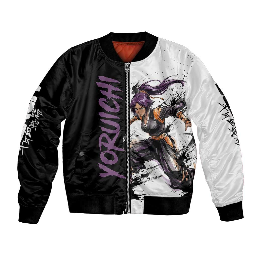 Personalized Yoruichi Shihouin Bomber Jacket Ink Splash Anime Brush Style