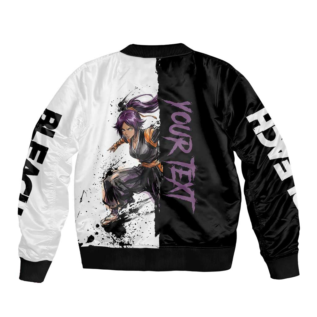 Personalized Yoruichi Shihouin Bomber Jacket Ink Splash Anime Brush Style