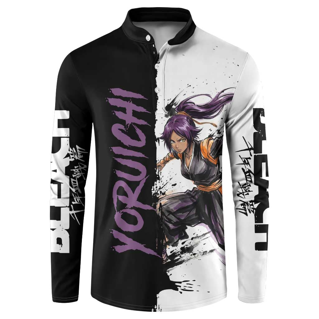 Personalized Yoruichi Shihouin Button Sweatshirt Ink Splash Anime Brush Style