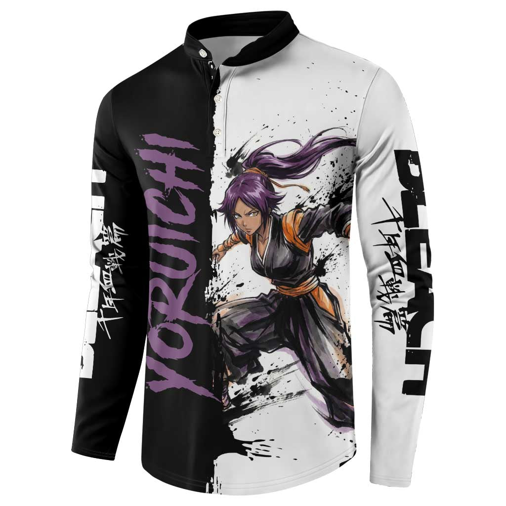 Personalized Yoruichi Shihouin Button Sweatshirt Ink Splash Anime Brush Style