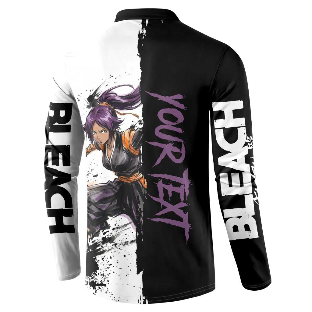 Personalized Yoruichi Shihouin Button Sweatshirt Ink Splash Anime Brush Style