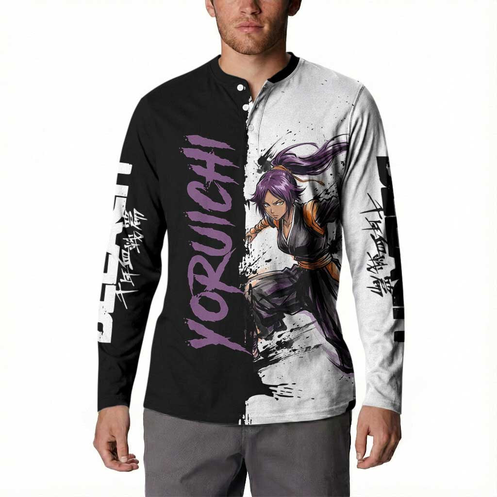 Personalized Yoruichi Shihouin Button Sweatshirt Ink Splash Anime Brush Style