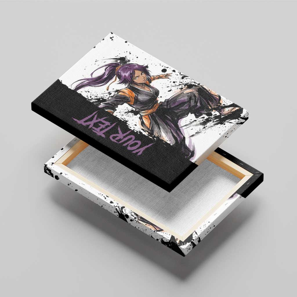 Personalized Yoruichi Shihouin Canvas Wall Art Ink Splash Anime Brush Style