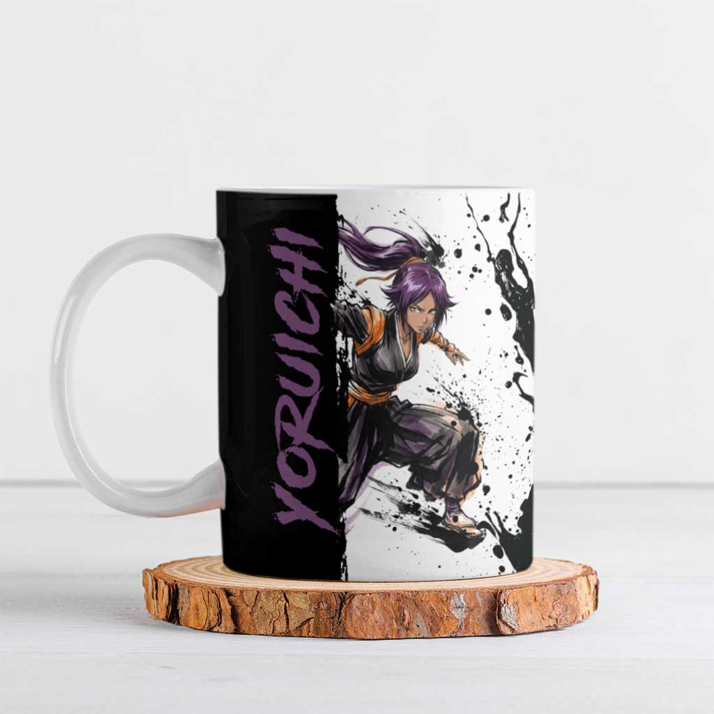 Personalized Yoruichi Shihouin Ceramic Mug Ink Splash Anime Brush Style