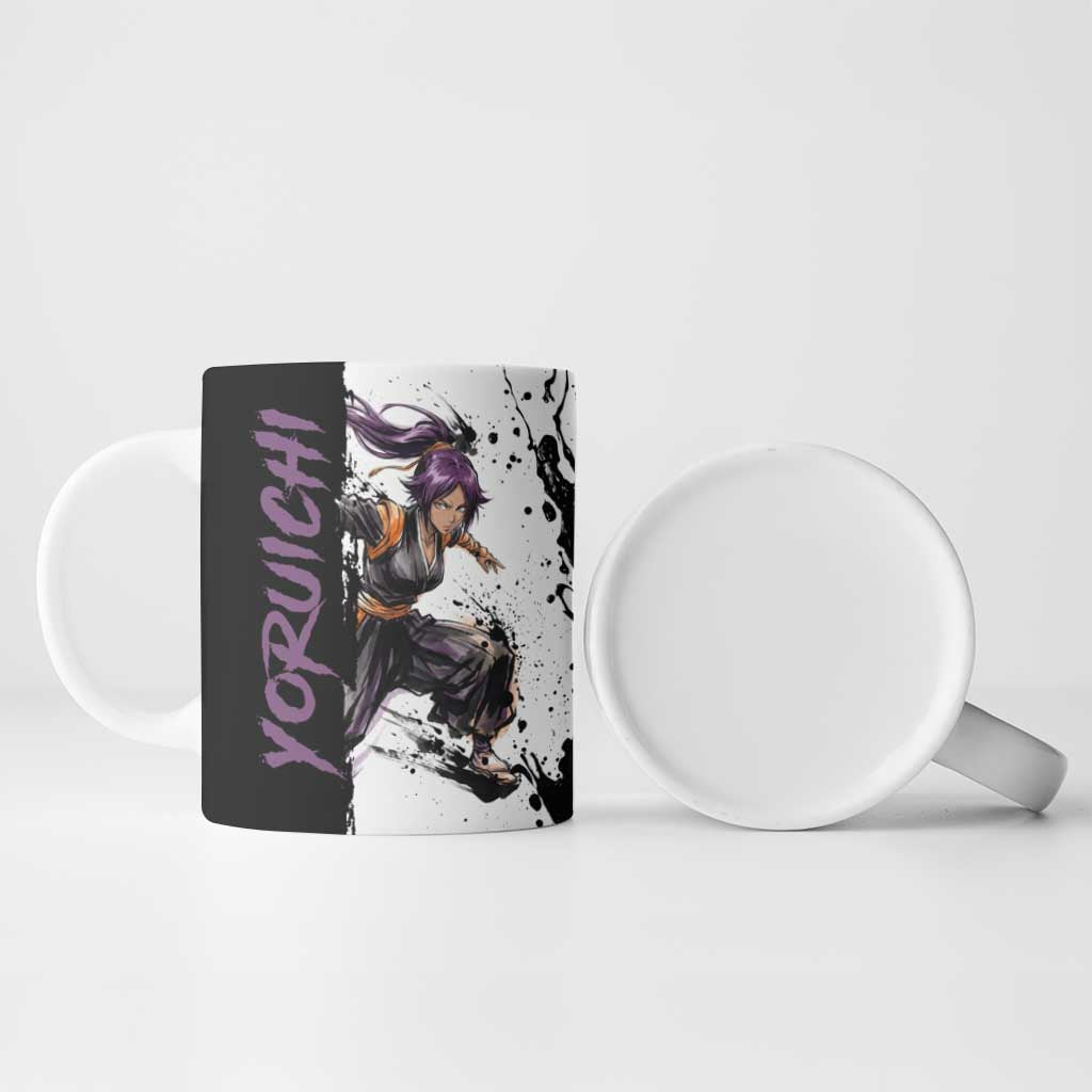 Personalized Yoruichi Shihouin Ceramic Mug Ink Splash Anime Brush Style