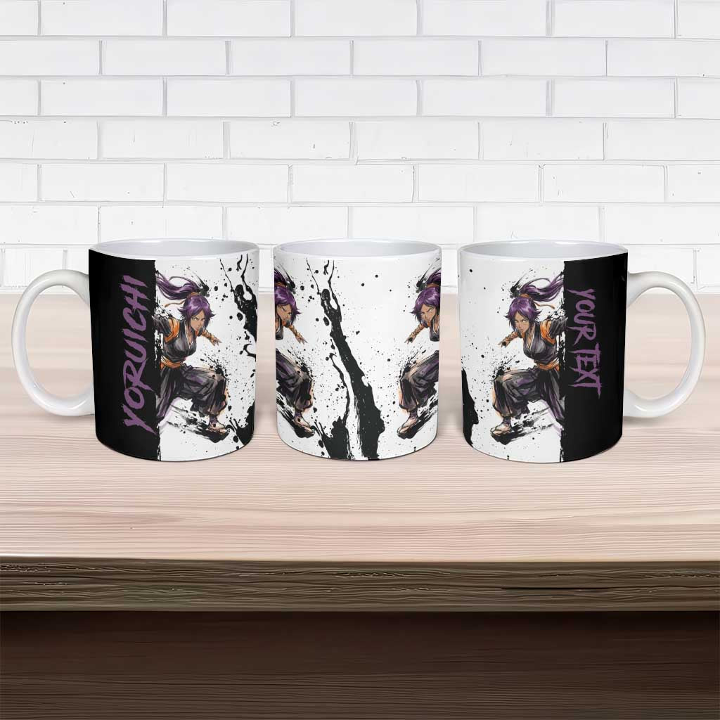 Personalized Yoruichi Shihouin Ceramic Mug Ink Splash Anime Brush Style
