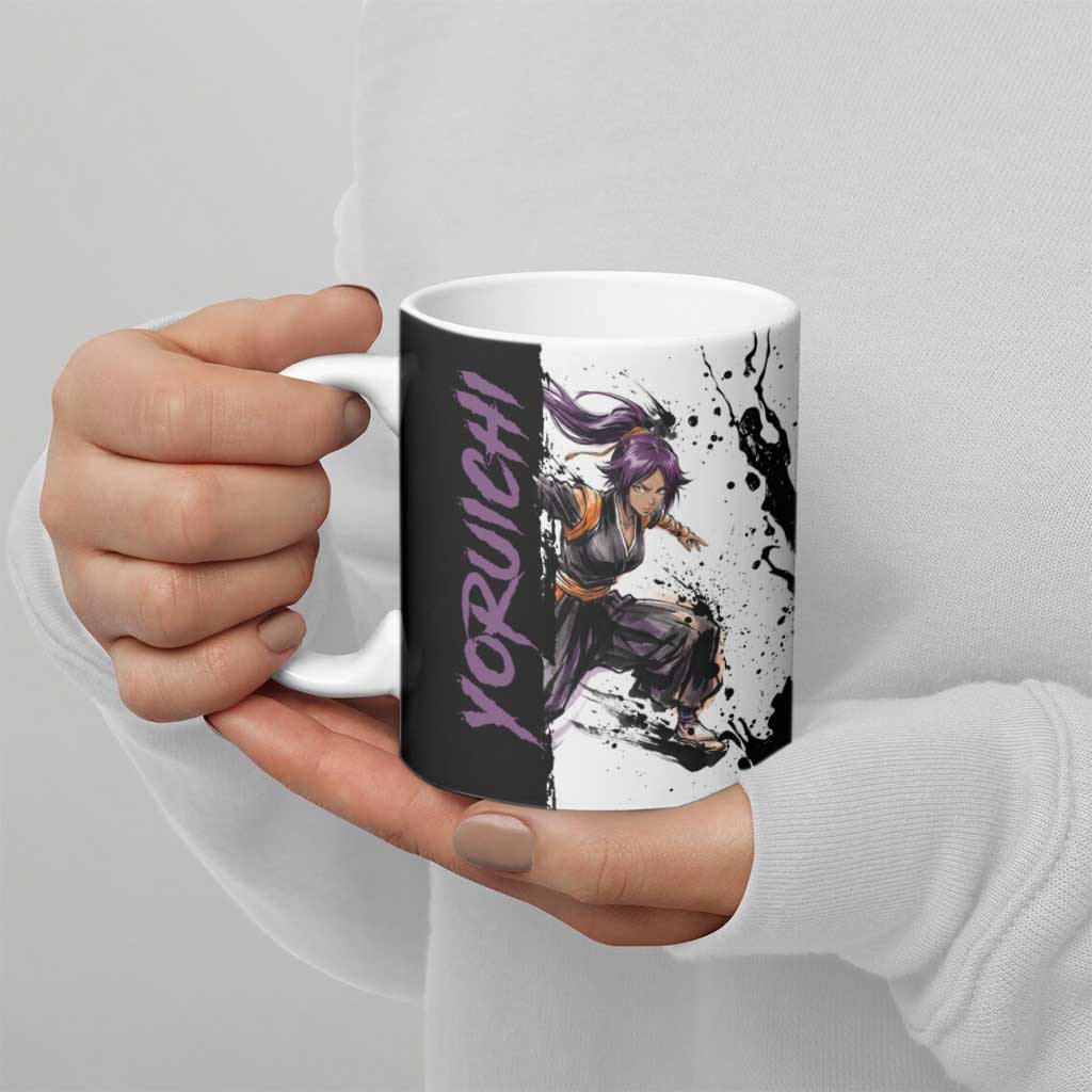 Personalized Yoruichi Shihouin Ceramic Mug Ink Splash Anime Brush Style