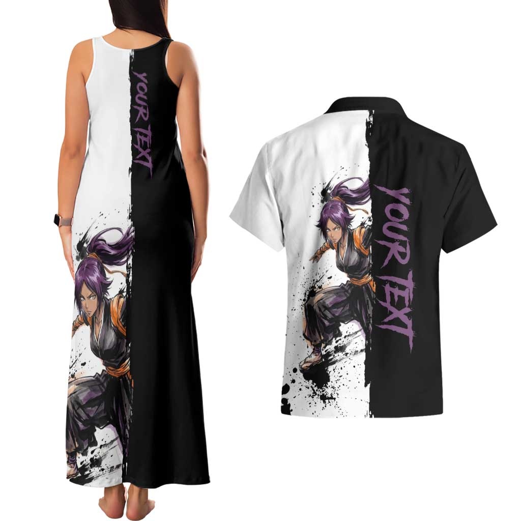 Personalized Yoruichi Shihouin Couples Matching Tank Maxi Dress and Hawaiian Shirt Ink Splash Anime Brush Style