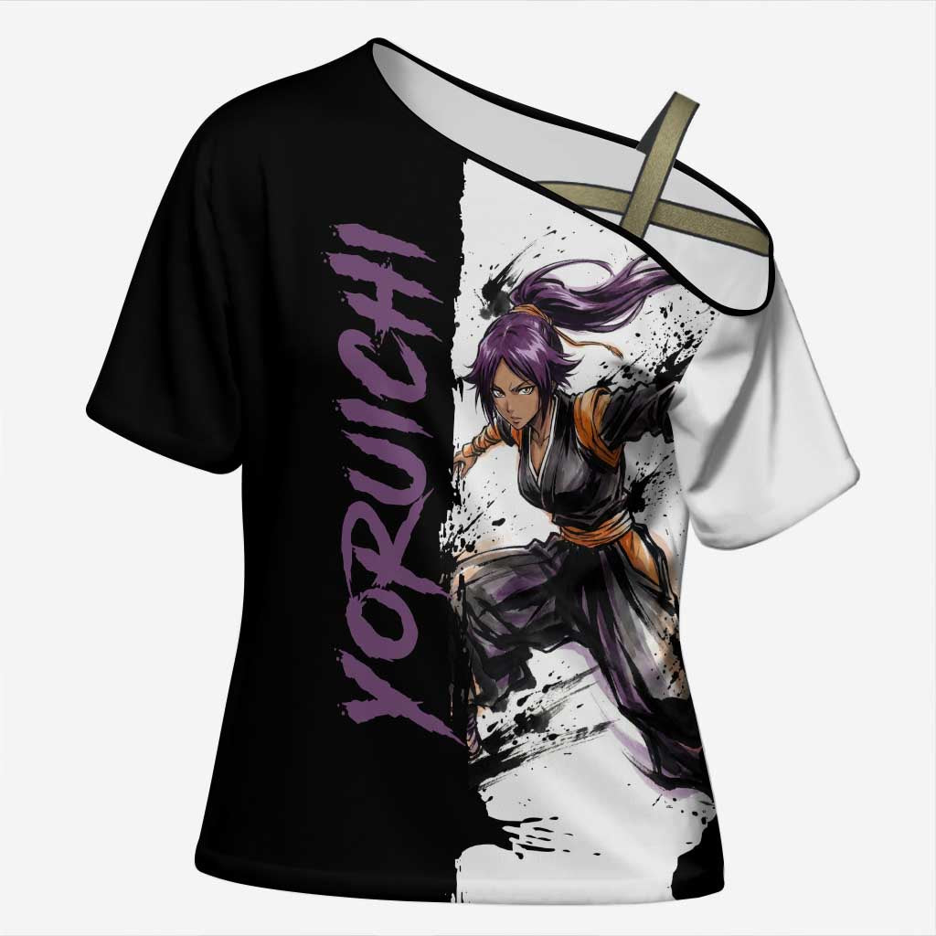 Personalized Yoruichi Shihouin Cross Shoulder Shirt Ink Splash Anime Brush Style