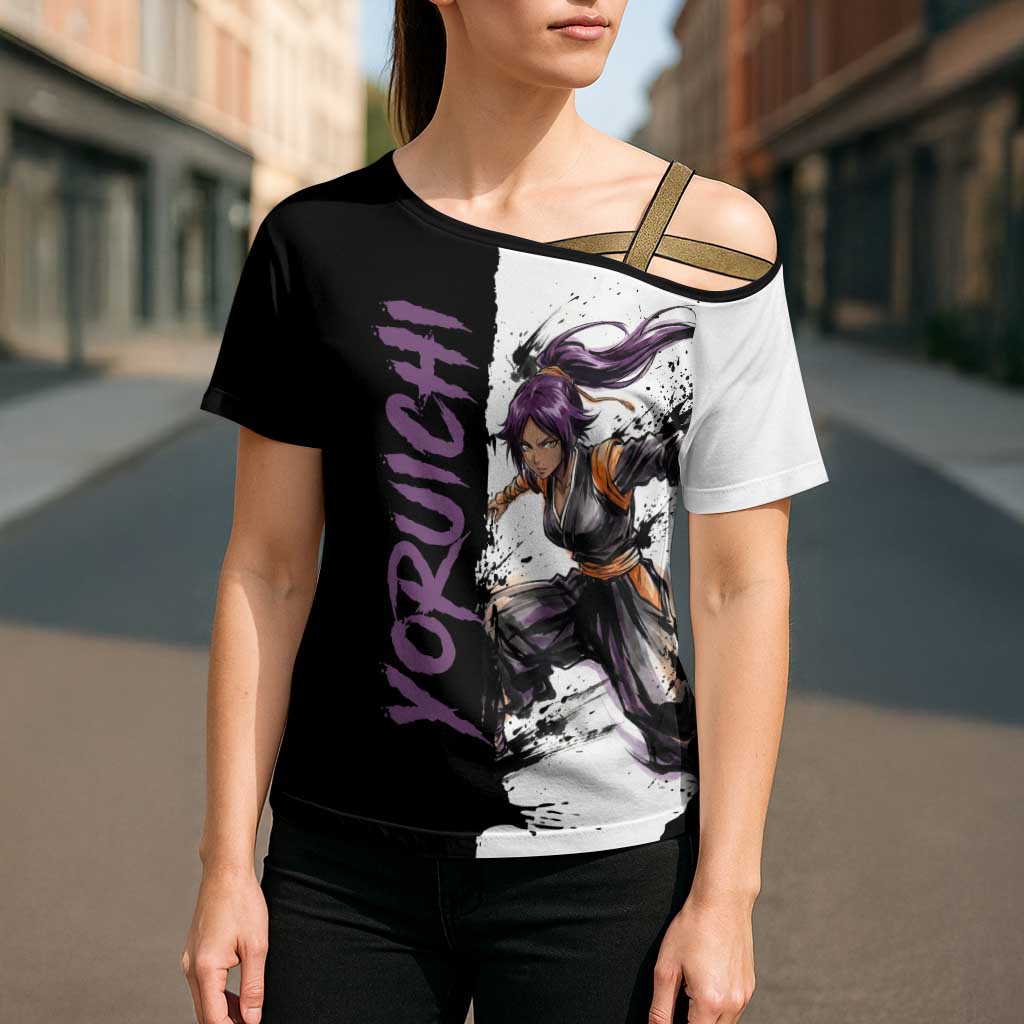 Personalized Yoruichi Shihouin Cross Shoulder Shirt Ink Splash Anime Brush Style